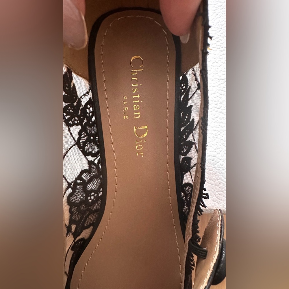 CHRISTIAN DIOR D-GRACE BALLET PUMP HEEL MARY JANE BLACK LACE EU-40 $1290 - Picture 9 of 13